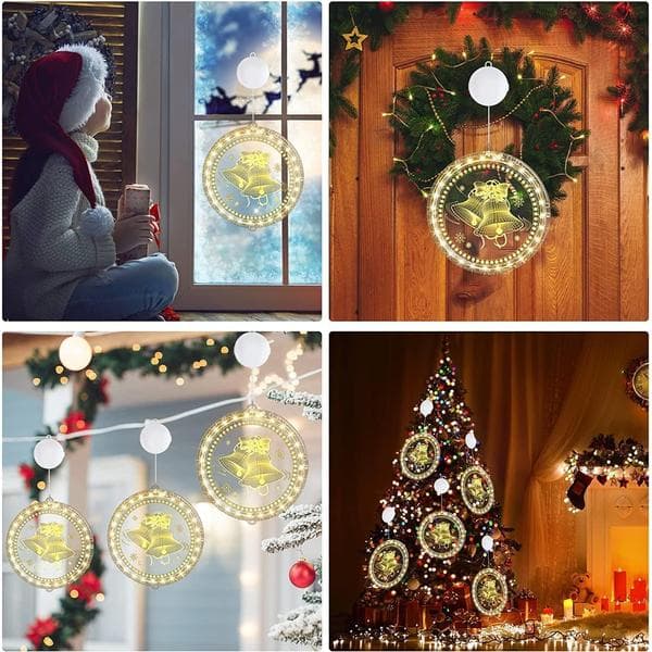 Decorative Christmas Lights, 3D Hanging String Lights, Christmas Lighting, Hanging Window, LED Suction Cup, String Lights, Christmas, Battery Operated