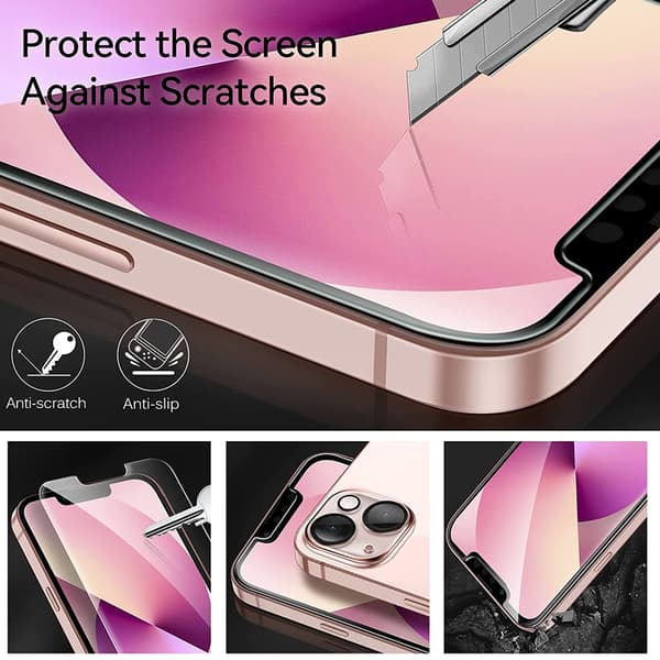 Glass Screen Protector for iPhone 13, iPhone 13 Pro, iPhone 13 Pro Max Camera Lens Protector, Full Screen Tempered Glass Protective Film, HD - Bubble Free -