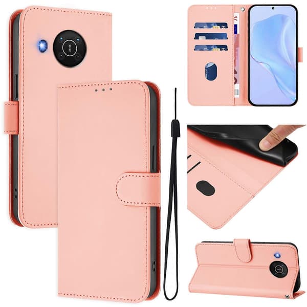Ensfarget PU-deksel til Nokia X20 / X10 Pink