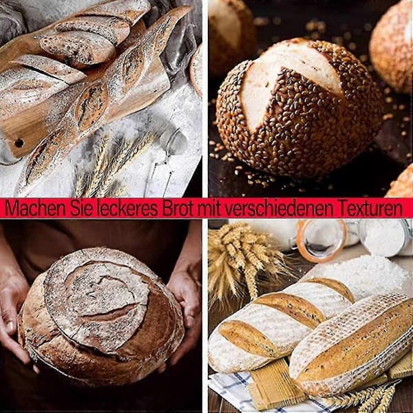 Brødskjæreverktøy med 5 rustfrie stålblader, deigskrape og kutter for baking, barberblad for å snitte brød