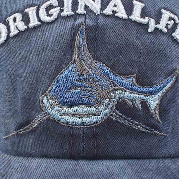 Blå brodert haihue bomullsbaseballcaps