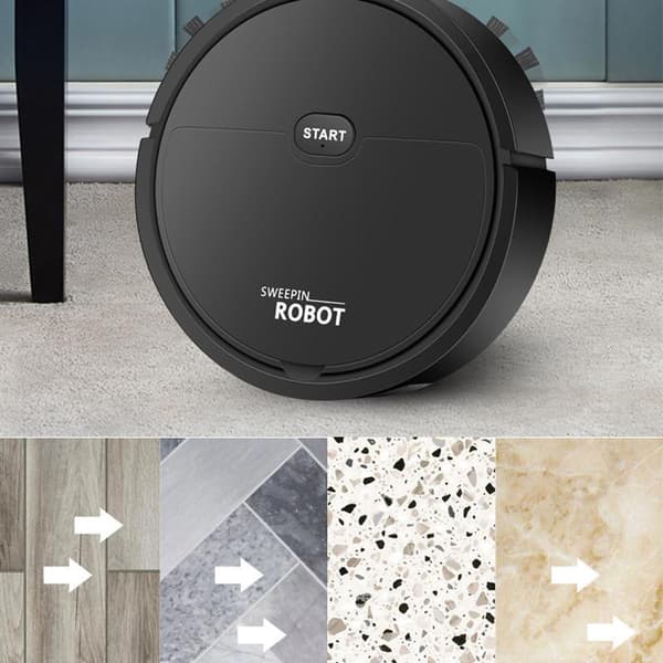 Robot Vacuum Cleaner USB Smart 3-in-1 Suction Sweeping Mopping Function Automatic Vacuum Cleaner for Small Apartments Black