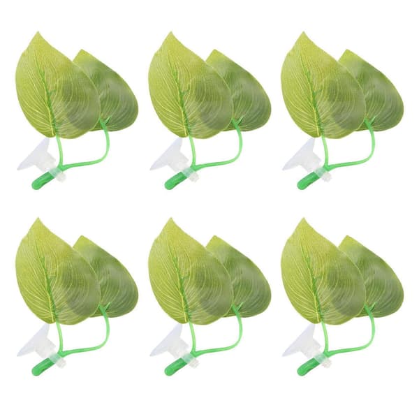 6 stykker Betta Hængekøje Legetøj, Akvarium Plastfabrik til Betta Habitat Tilbehør Grön