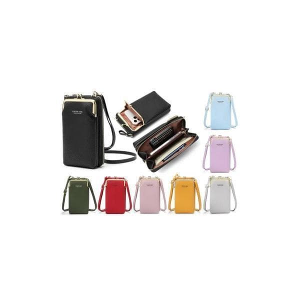 Black Mobile Phone Bag with Shoulder Strap and Wallet Pocket