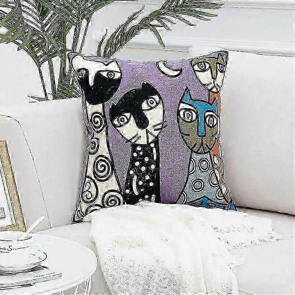 Broderede dekorative pyntepuder, bløde og hudvenlige, skandinavisk design linned pudebetræk til sofa seng, Picasso design usynlig