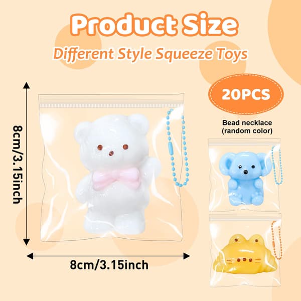 20 stk. Taba Squishy Legetøjssæt, Fidget-legetøj til børn 8-12 år og voksne, Taba Squishies med nøglering, mini squishy til stresslindring til påskekurven random