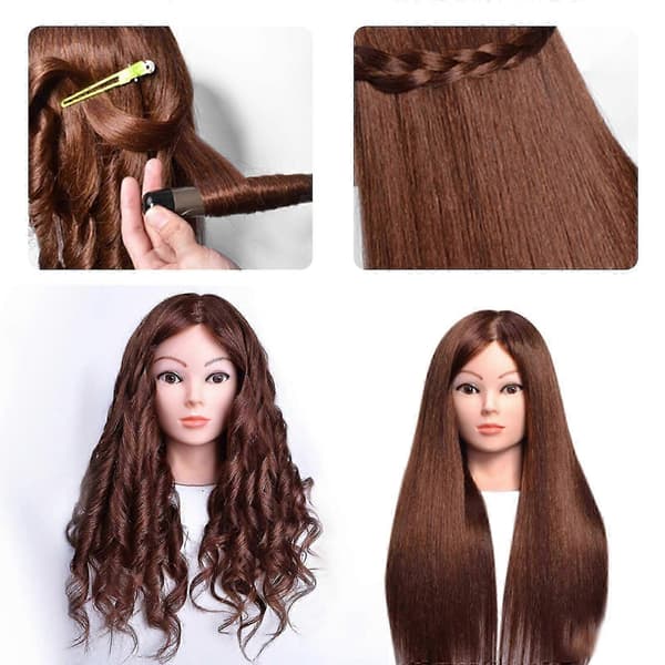 Mannequin ægte hår manikin til styling med makeup 20 tommer PU8012