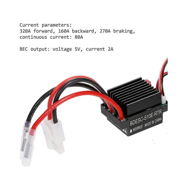 RC & Båt R/C Hobby 6-12V Børstet Motor Hastighetskontroller ESC 320A Børstet Motor Hastighetskontroller for Svart