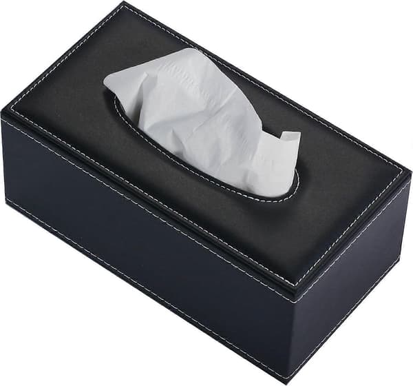 Leather Tissue Holder, Black Tissue Holder for Home, Kitchen, Office, and Car