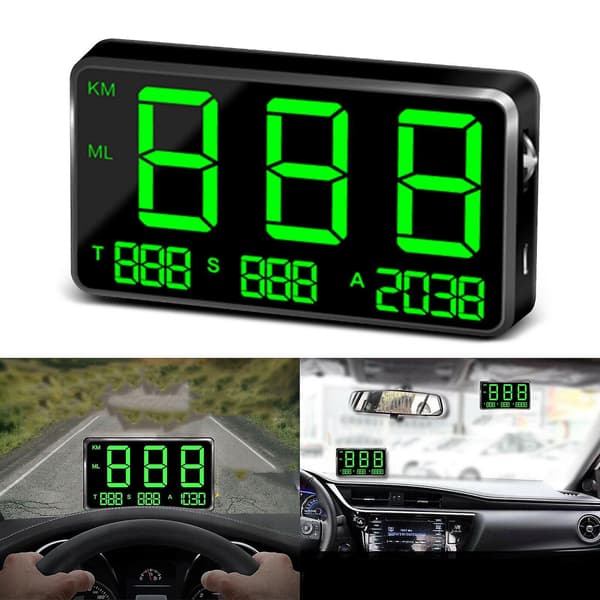 Auton GPS-nopeusmittari Head Up Display Ylinopeus Mph/km/h Varoitushälytys