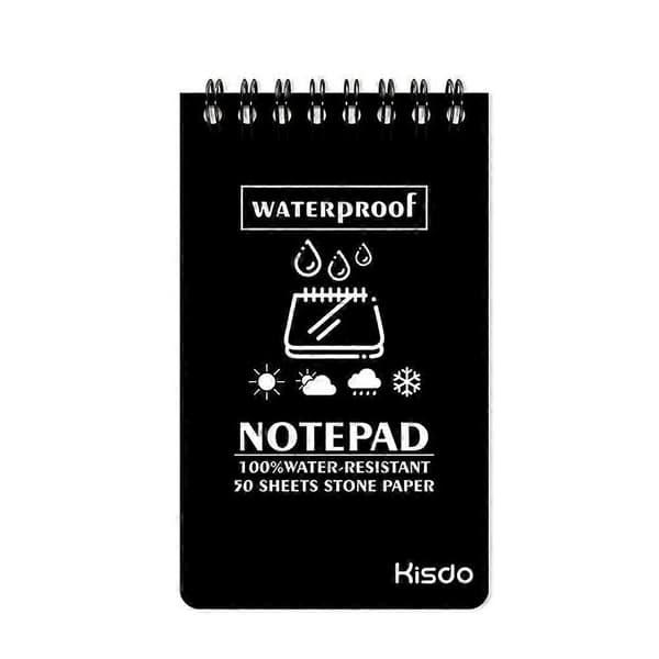 Vandtæt notesblok 50 ark stenpapir gitterjournal Black
