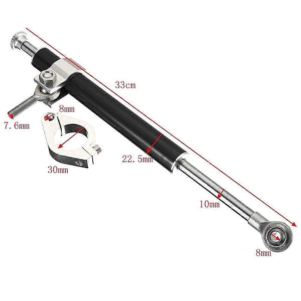330MM Universal Motorsykkel Styredemper Stabilisator Demper-Styrestøtdemper Retningssikkerhetskontroll Black