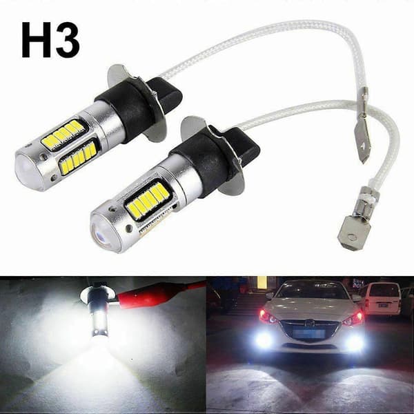 6 st H3 Super Bright LED Dimkörning DRL-lampor Kit 6000K Vit Vit