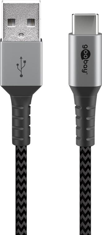 USB-C™ til USB-A tekstilkabel med metalkonnektorer 0,5 m