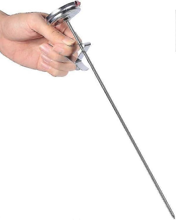 Stegetermometer, 12\" langt stegetermometer i rustfrit stål med klips til mad, kød, hjem Z