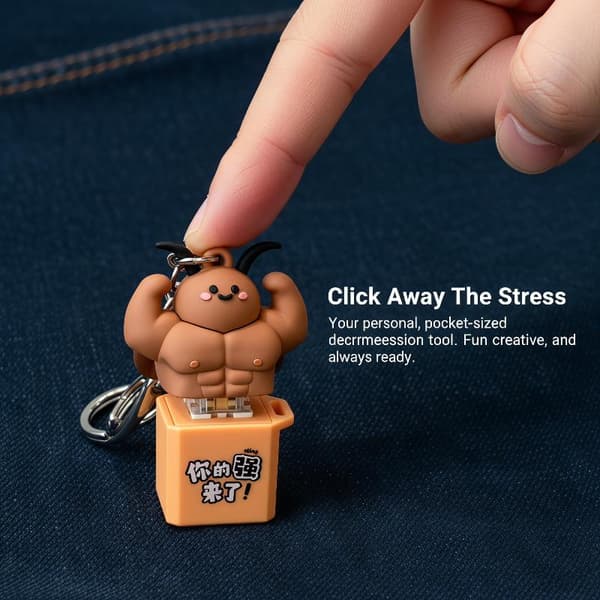 Muscular Cockroach Shape LED Keyboard Fidget Toy Keychain With