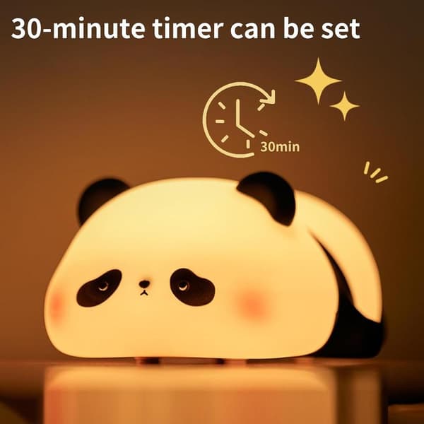Night Light Kids Panda Night Light Panda Lamp Dimmable Timer, Touch Control Silicone Night Light Baby, USB Rechargeable Cute Panda Lamp
