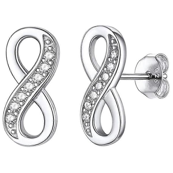 Sterling Sølv Infinity Figur 8 Perle Dråbe Øreringe sølv