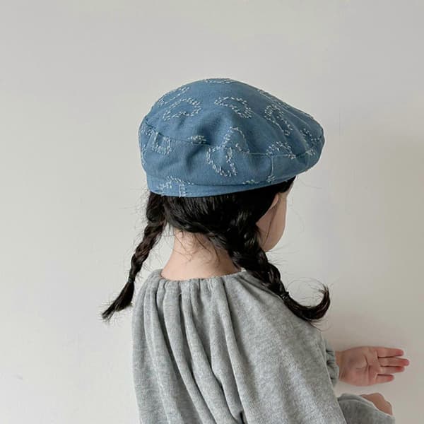 Denim Baret Hat med Hjerte Design Moderigtig og Sød Denim Malerhat til Piger Efterår Vinter Hat til Små Piger lyseblå ljusblå