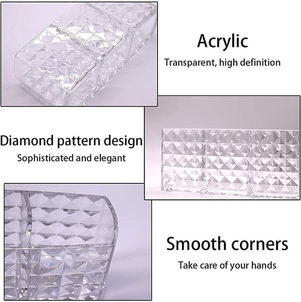 Makeup Brush Storage Transparent Acrylic 3 Compartment Brush Organizer Brush Storage Box