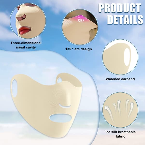 2 stk. nye sommersolcrememasker i issilke, damer, åndbare tynde øremonterede solcrememasker