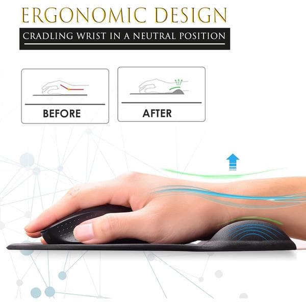 Ergonomisk musematte med håndleddsstøtte Gel musematte med håndledd