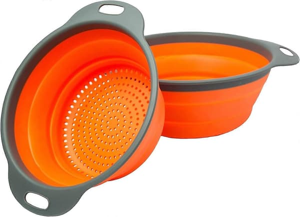 Dørslagssæt - 2 sammenklappelige dørslag (si) 2 foldbare si Størrelser 8\" - 2 Quart og 9.5\" - 3 Quart Blå