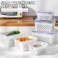 Refrigerator Double Layer Fresh Box Draining Storage Container for Fruits and Vegetables Blue Large