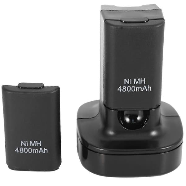 Dobbel laderdokkingstasjon med 2 stk 4800mAh oppladbart batteri LED-ladelys for Xbox 360-kontroller EU-plugg