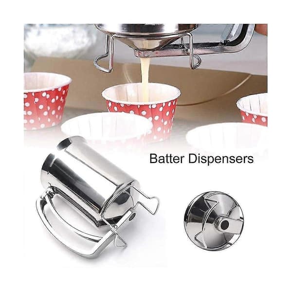 Meldispenser, melrøredispenser i rustfritt stål, bakeverktøy, røremaskin, røretrakt for hjemmekjøkkenbaking Silver