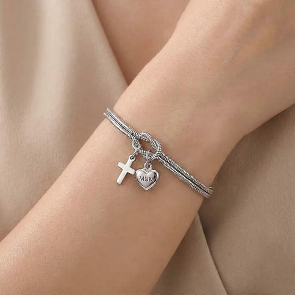MUM Love Knot Snake Bone Armbånd, Sølv