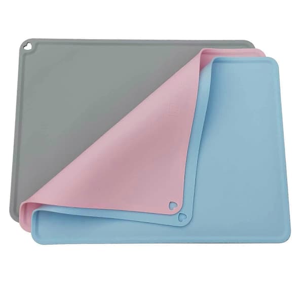 Vandtæt kæledyrsfodermåtte til hunde med hævede kanter, nem at opbevare 60x40 Light blue