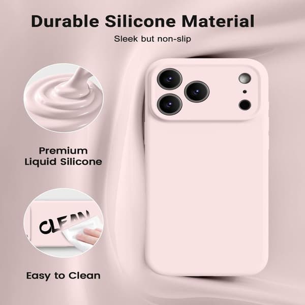 17-inch Phone Case, Compatible with Magsafe Ultra-thin Case, Soft Liquid Silicone Shockproof Shell (Chalk Pink, iPhone 17 Pro Max) Rose Rose iPhone 17 Pro Max