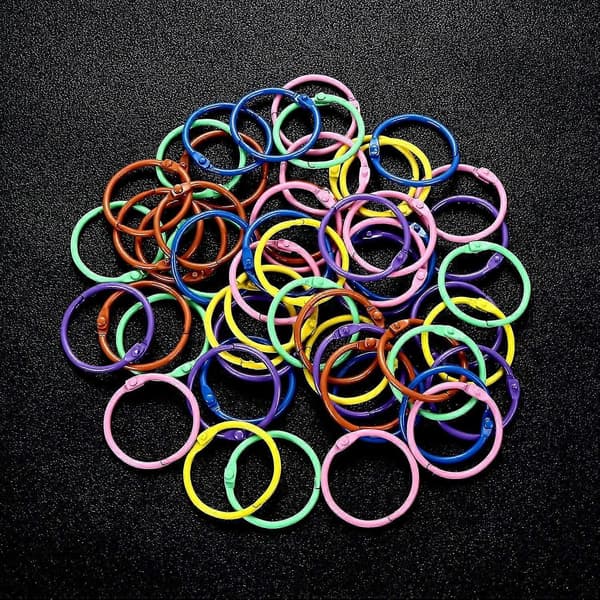 60 Stykker Metal Ringbind Farve Nøglering Ringbind Ring Bogring Nøglering