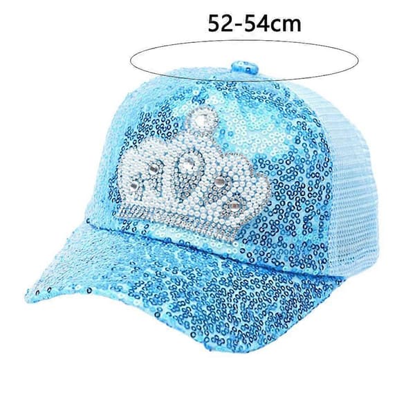 Glitter Krone Baseballkasket til Børn - Glimtende Solhat til Forlystelsespark Blue One size