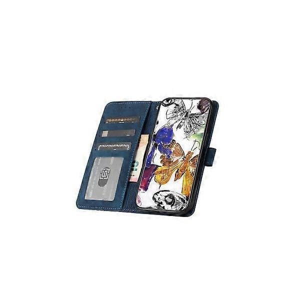 Compatible with Huawei P30 Pro Embossed Butterfly Case with Wallet and Stand - Blue Blue