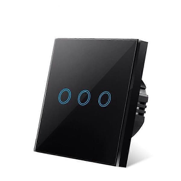 EU Touch Switch AC100-240V Hærdet Sort Hvid Krystal Glaspanel Strøm Væg Lys Sensor Afbrydere black touch three