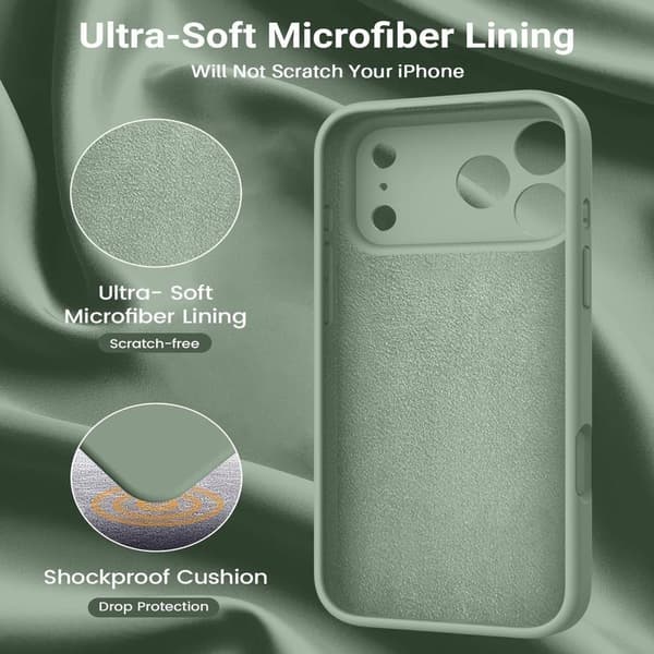 17-inch Phone Case, Compatible with Magsafe Ultra-thin Case, Soft Liquid Silicone Shockproof Shell (Lime Green, iPhone 17 Pro) Vertical Vert calke iPhone 17 Pro