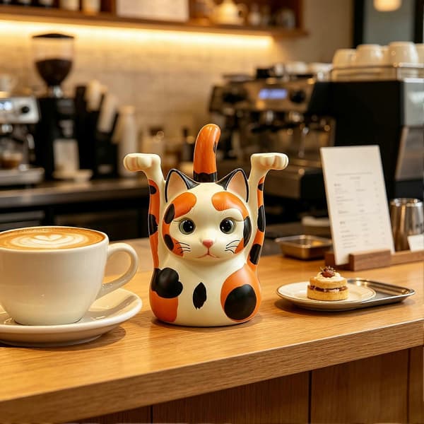 Omvendt Calico Kat Kaffekrus – med foring i rustfrit stål – til hjem og kontor A