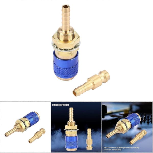 Vandkølet adapter - M6 gas- og vandkvikforbinder (blå)