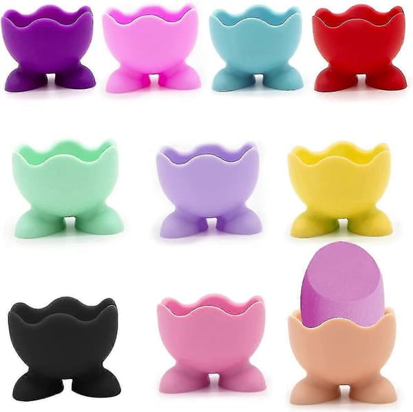 10 Silicone Egg Cups, Widesmart Colorful Egg Steamer Egg Poachers Kitchen Boiled E-wtake