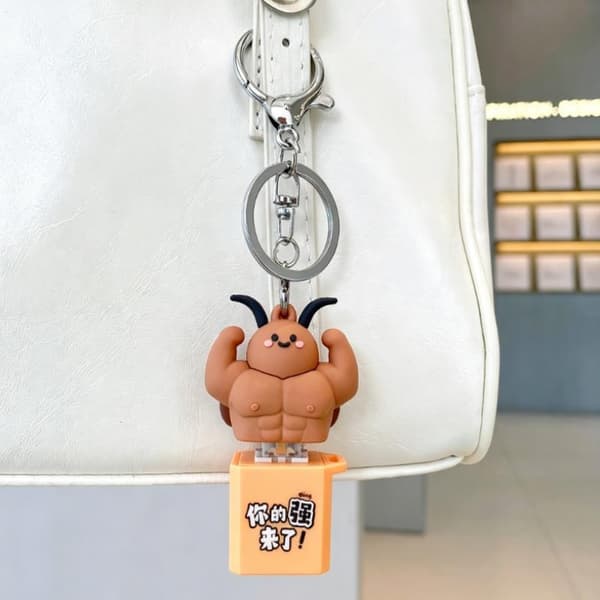 Muscular Cockroach Shape LED Keyboard Fidget Toy Keychain With