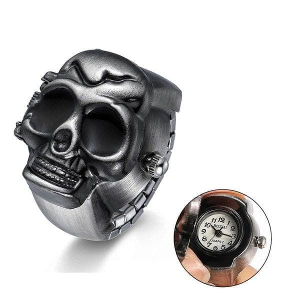 Herre Ringur Fingerur Analog Kvarts Ring Elastisk Kraniebånd Rustfrit Stål Ur Urring