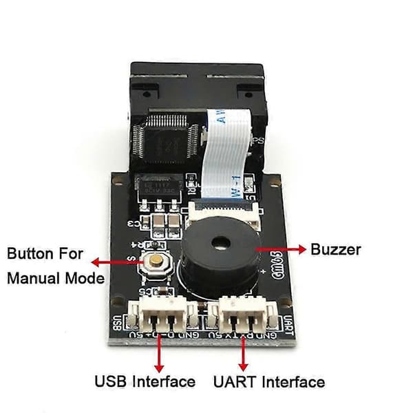 Gm65 1d 2d Stregkodescanner Usb Uart Pdf417 Stregkodelæser Qr Kode Modul Til Bus Supermarked Hospi black