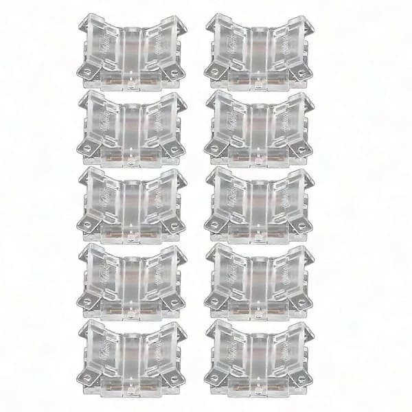 10 stk. 2-benede 10 mm LED-strip-stik - Loddefri hurtigforbindelse til LED-lysbånd