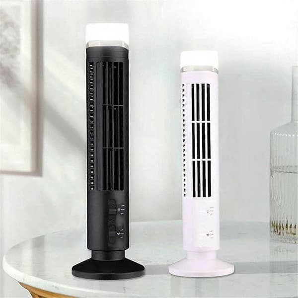 Cooling Fan, Streamlined Tower Fan with LED, USB Interface Black