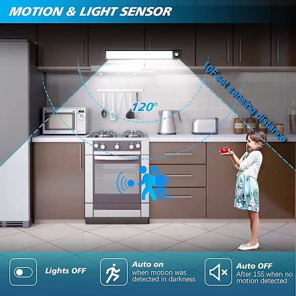 LED-sensorbelysning for skap, LED-belysning for skap med bevegelsessensor, belysning under skap