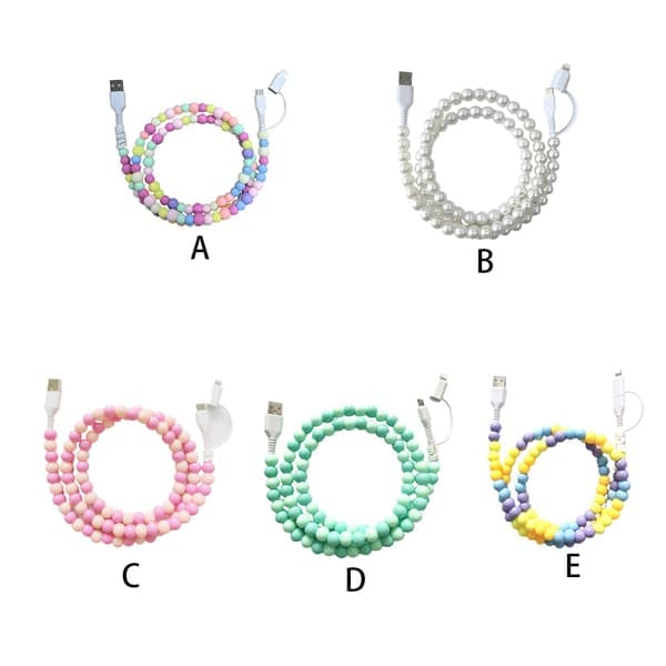 Ladekabler med perler for multiladerkabel USB C 2 i 1 hurtiglading farge