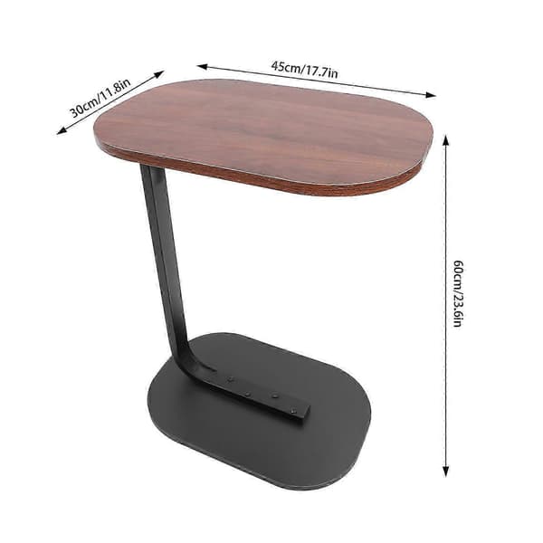 C-shaped Side Table Freestanding Coffee Table Walnut Black