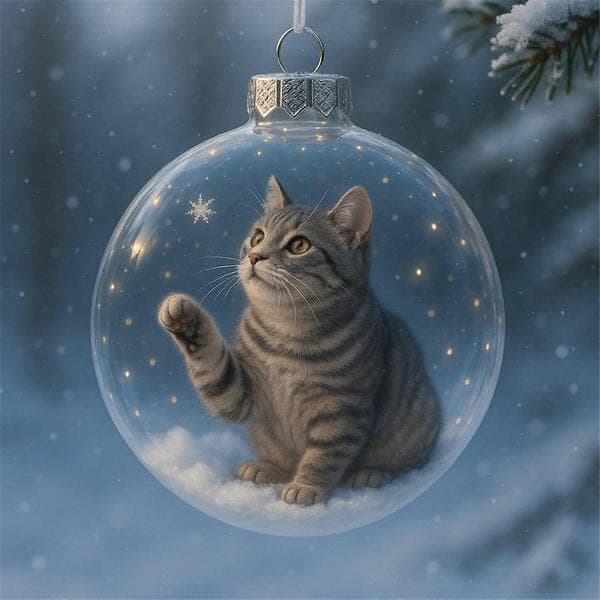 Söta katter julgransprydnader kollektion D